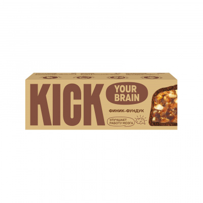 Батончик финиковый с фундуком в шоколаде Your Brain | 45 г | KICK